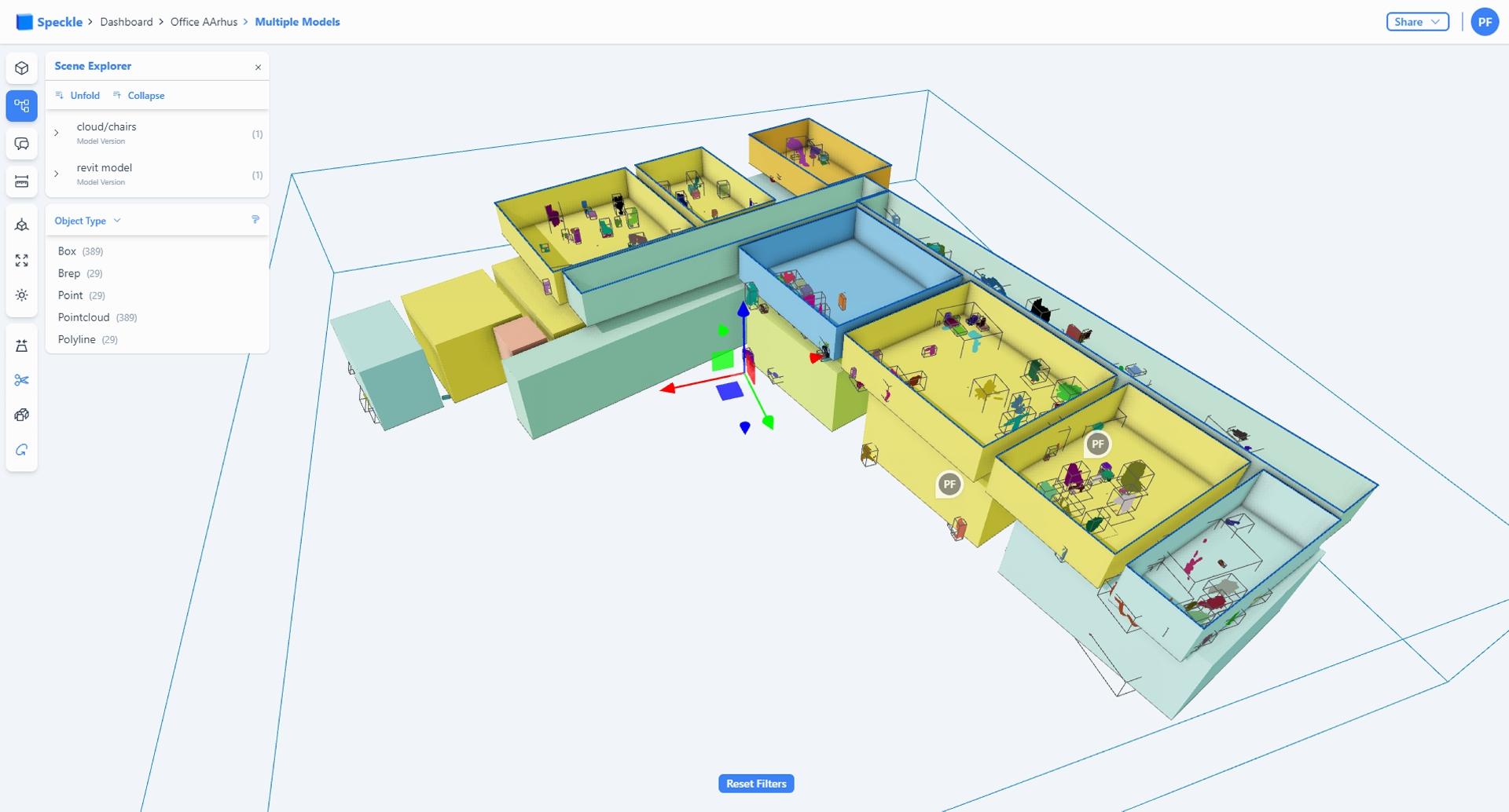 AI bruges til at genkende bygningselementer og objekter, mens en billedgenkendelsesmodel definerer elementerne og overfører data til en punktsky med koordinatorer på hvert målepunkt, som kan ses i en 3D-model. Illustration: Link Arkitektur