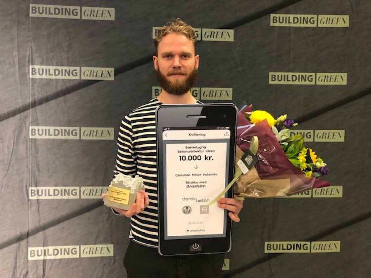 I 2019 løb Christian Minor Valentin fra KADK med prisen. Foto: Building Green.