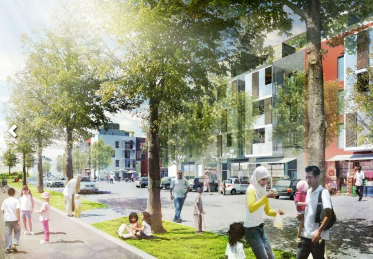 Der er planer for såvel nybyggeri som ombygning og renovering i Mjølnerparken. Visualisering: KHS arkitekter.