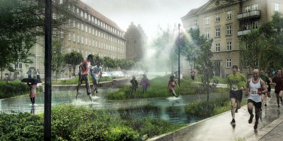 SLA skal designe Københavns første klimatilpasningsdygtige kvarter. Illustration: SLA.