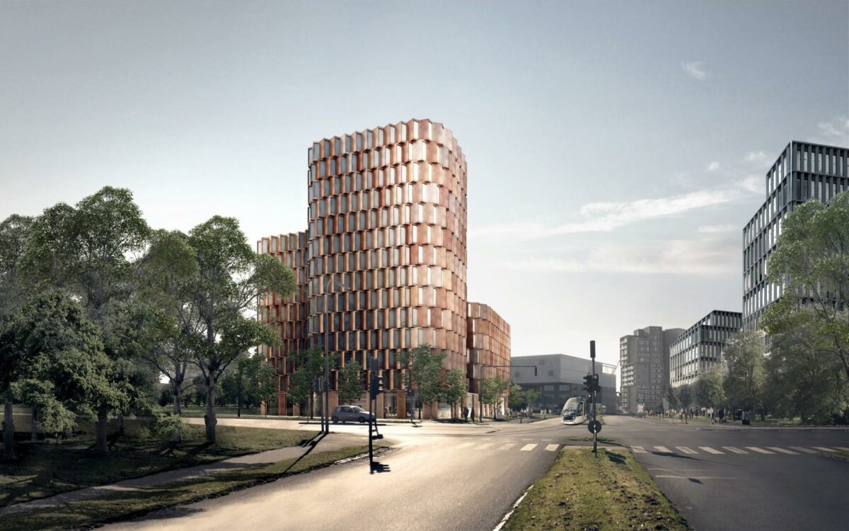 Cortex Tower indgår i udviklingsprojektet Cortex Park i Odense, som Freja Ejendomme forventer at gennemføre lokalplan på i 2016. Visualisering: JAJA architects.