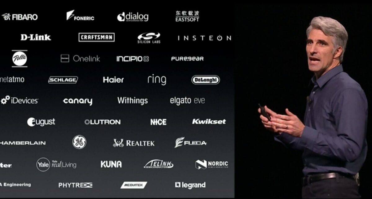 Craig Federighi, Senior VP of software engineering i Apple, fortæller ved WWDC 2016 om Apple HomeKit, hvor en række af Velux Gruppens produkter indenfor det kommende år vil være integreret. Foto: Velux Gruppen.