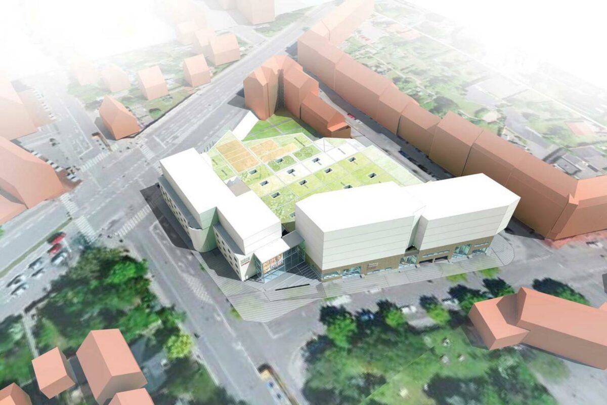 Med udvidelsen af Trøjborg Centret med nye etageboliger gentænkes centrets funktion og betydning i bydelen. Illustration fra høringsoplægget.