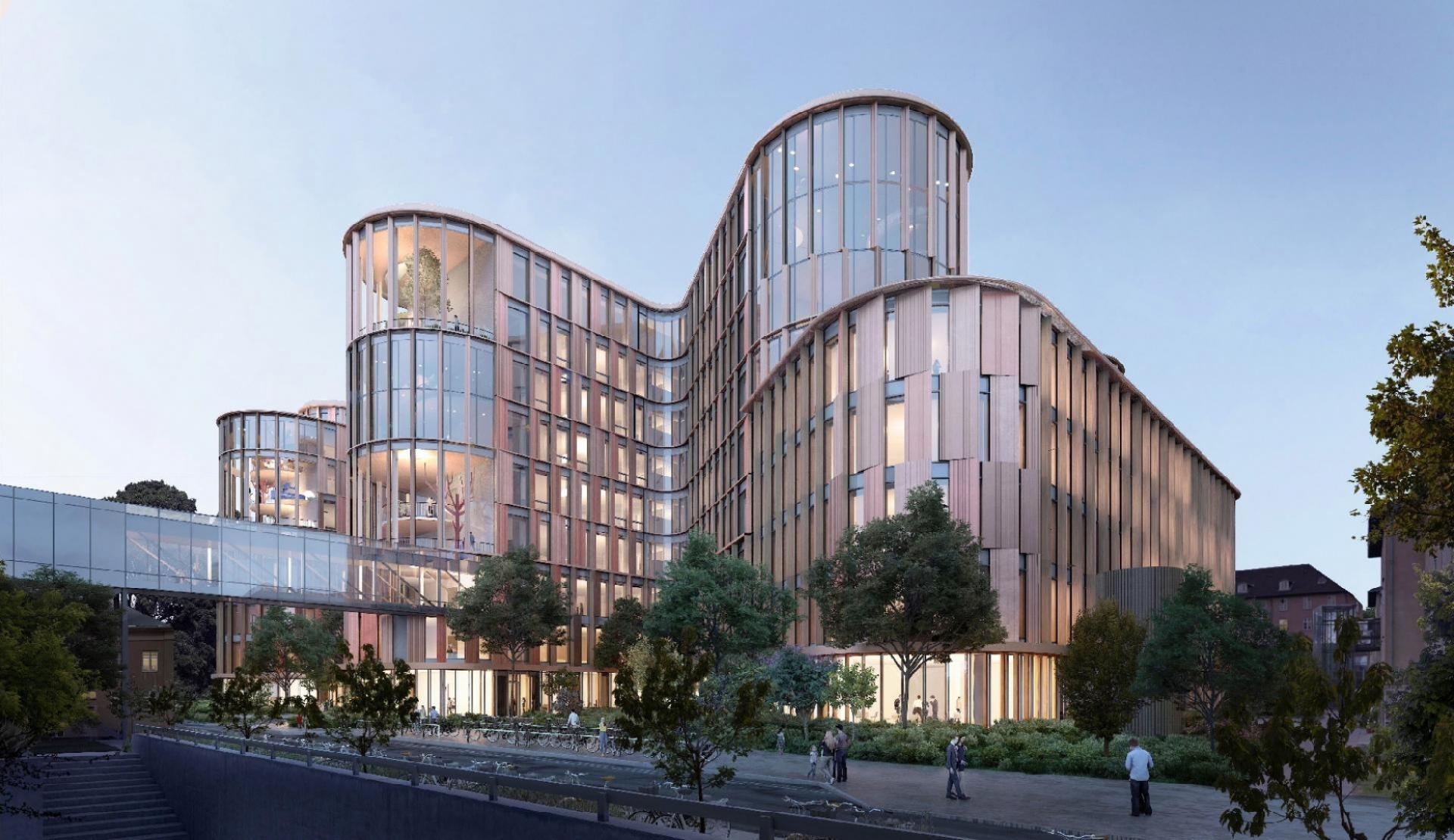 3XN og Henning Larsen sniger sig lige akkurat med på listen som hhv. nr. 96 og 98. 3XN har bl.a. designet Mary Elizabeths Hospital for børn, unge, fødende og deres familier, der forventes klar til brug i 2026. Visualisering: 3XN