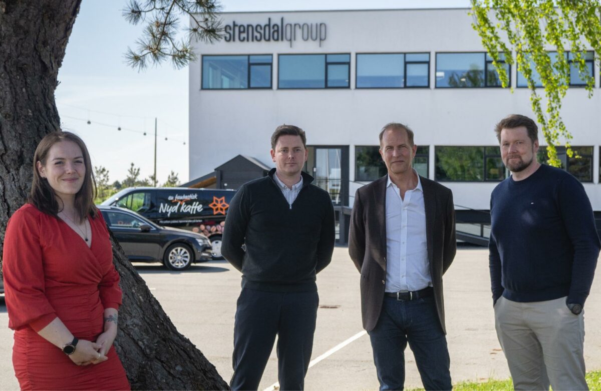 Der er blevet arbejdet målrettet af Stensdal Groups ESG-team frem mod tilslutningen ti klimainitiativet SBTi. Her ses en del at teamet - fra venstre regnskabschef Joy Pedersen, Head of Communication & ESG Kenny Louring, CEO Søren Stensdal og CFO Martin Sørensen.