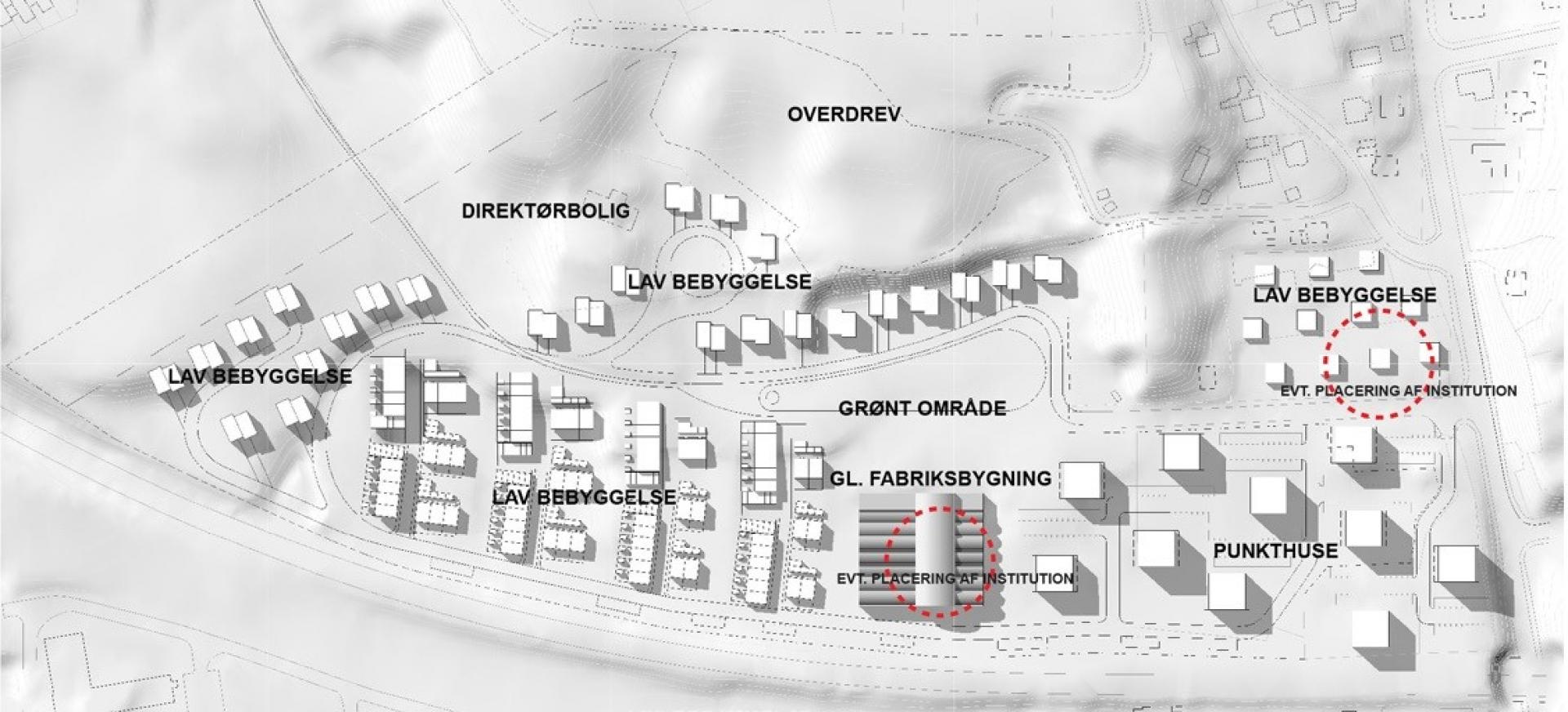 Aarhus Kommune lægger op til ny række- og dobbelthusbebyggelse i højst tre etager og etageboligbebyggelse i højst seks etager. Illustration fra høringsoplægget.