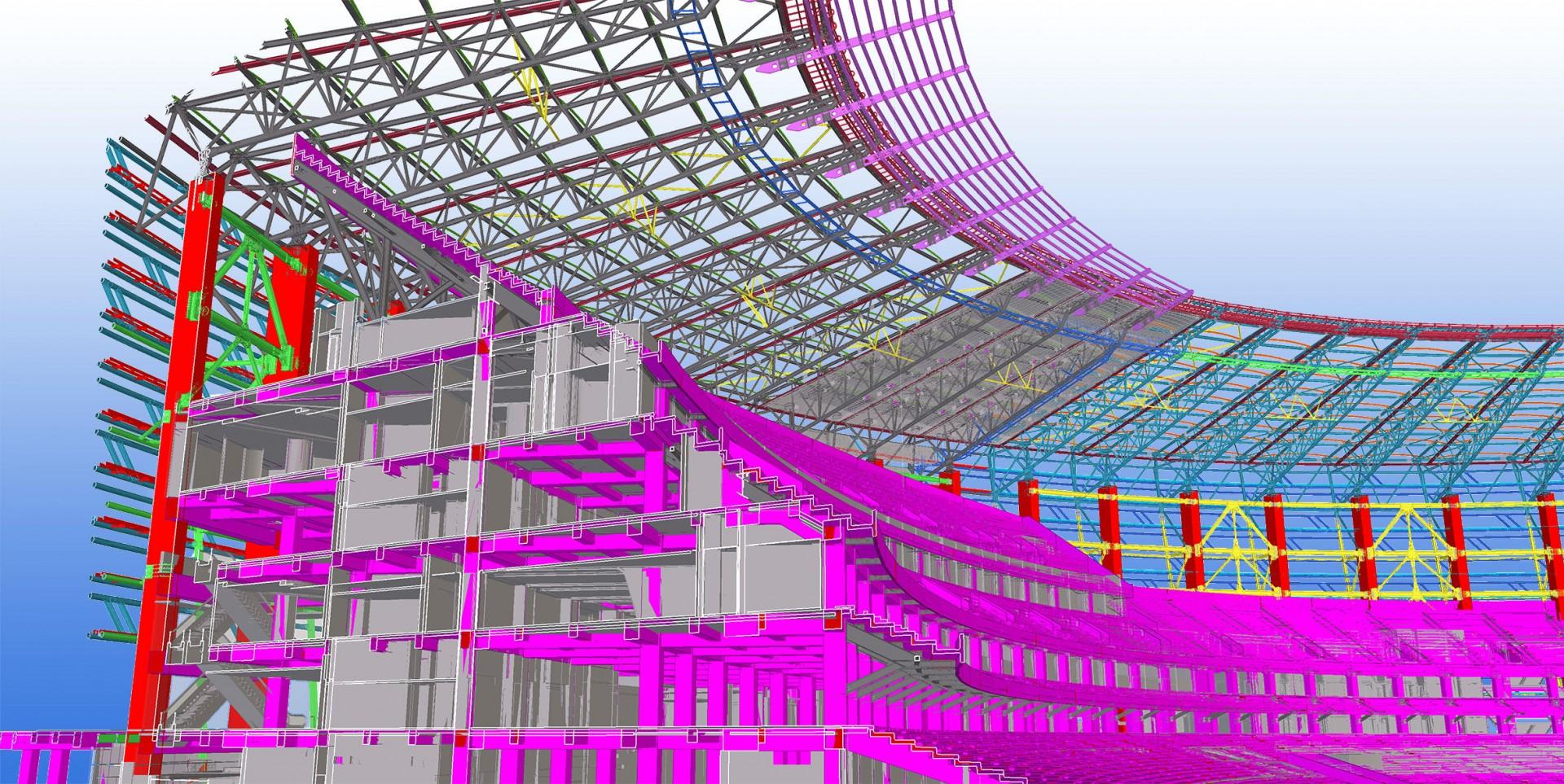 BIM var et stort aktiv for projektet omkring Bakus olympiske stadion. Illustration: Tekla Corporation.