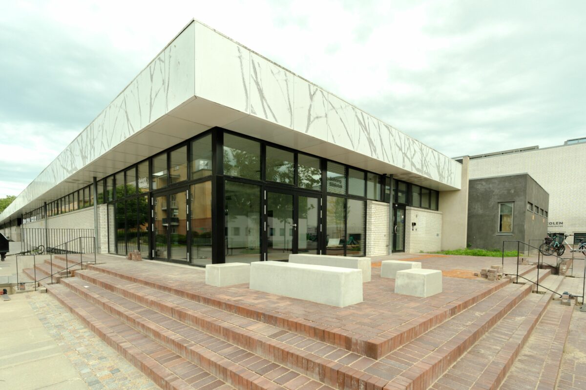 Hjørnet af Solvang Bibliotek i Urbanplanen.